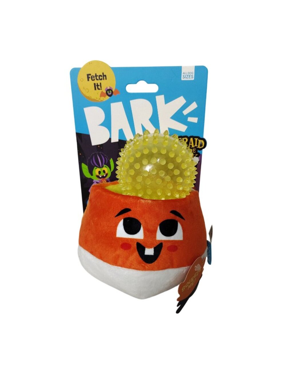 BARK Afraid of the Bark Halloween Andy Corn Food Shaped Plush Dog Toy